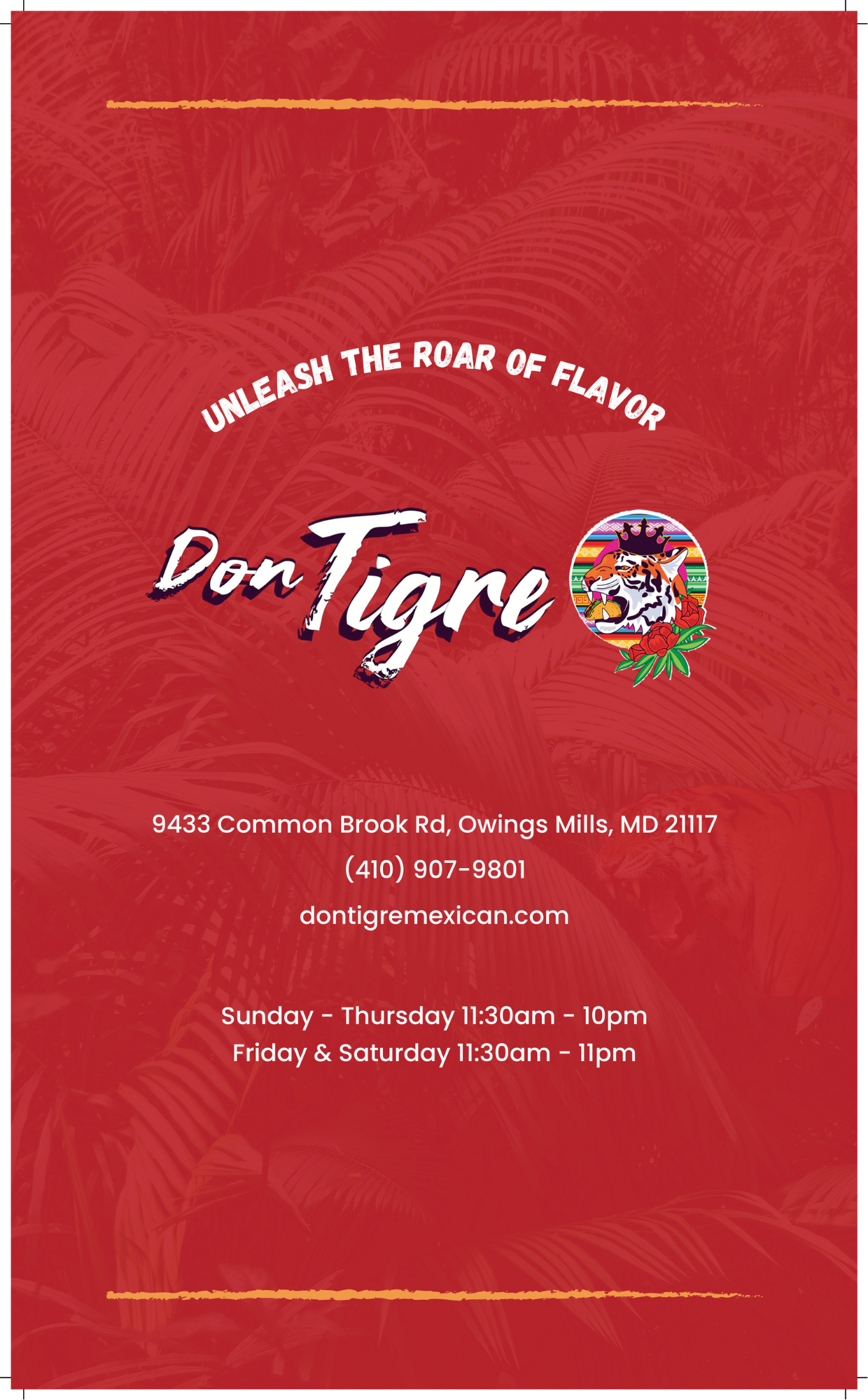 Don Tigre Food Menu